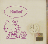 橱柜衣柜环保一代墙贴纸卡通儿童房幼儿园间卧室墙贴 Kitty打电话