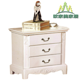 实木象牙白欧式床头柜法式韩式美式古典雕花描金床边柜特价包邮