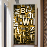 大型3D立体字母墙客厅走廊玄关竖版墙纸过道时尚背景壁纸欧式壁画
