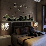 包邮 可移除夜光贴墙贴 客厅沙发卧室简约装饰荧光发光贴画 城市