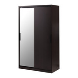 IKEA上海皇冠正品宜家家居代购莫维克卧室滑动门衣柜黑褐色镜玻璃