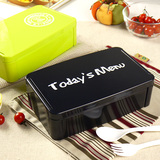 日式创意饭盒 可微波双层便当盒  可爱塑料学生餐盒 960毫升
