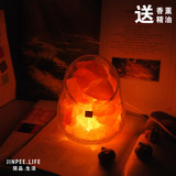 喜马拉雅水晶盐灯创意小夜灯冰裂斜口玻璃净化空气灯 床头灯台灯