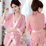 女式情趣内衣清纯日本和服制服诱惑性感柔纱睡衣可爱粉色透明睡袍