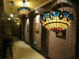 彩色玻璃蒂凡尼东南亚风格吊灯凤尾吊灯客厅卧室餐厅玄关反吊灯