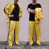 李小龙黄色运动套装双节棍运动服外套男士休闲春秋翻领开衫两件套
