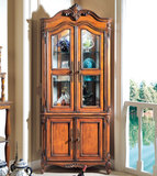 三角酒柜 欧式古典 高档外贸榉木全实木雕刻边客厅家具 美式酒柜