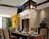美式餐厅灯黑色拉丝灯 LED水晶餐吊灯调光调色长方形饭厅灯