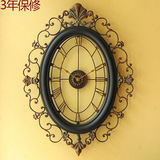 欧式钟表挂钟客厅大号 铁艺创意壁钟复古时钟装饰钟 挂表静音个性