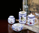 生活元素骨瓷商务套装创意陶瓷烟灰缸烟缸时尚笔筒茶罐茶叶罐茶杯