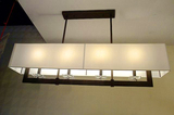 现代中式长方形布罩餐厅吊灯高档会所吧台酒店餐桌复古灯定制灯具