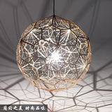 现代简约不锈钢多面球吊灯创意时尚蚀刻网球金属多边形钻石吊灯饰