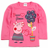 2015春装女童装 女孩长袖卡通纯棉儿童T恤 佩佩猪全棉打底衫
