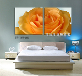 花卉壁上画黄玫瑰客厅现代装饰画酒店客房无框画床头挂画版画两联