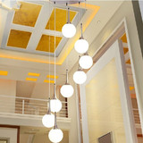 现代简约楼梯过道6头餐厅吊灯复式楼梯灯吊灯6头8头圆球灯球形灯