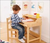 儿童实木书桌学习桌椅套装写字台松木学生书桌椅 可升降 包邮