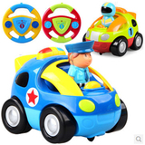 宝宝方向盘遥控车迷你卡通电动小型汽车儿童创意玩具警车摇控赛车
