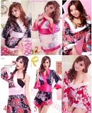 日式印花樱花和服诱惑女式 性感睡衣家居套装 和服套装游戏制服
