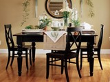 美式乡村实木长方形餐桌椅组合欧式黑色简约现代饭桌法式高档餐台