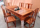 东阳中式古典茶桌 1.8米仿古实木茶艺桌组合餐桌 南榆木两用桌子