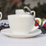 陶瓷咖啡杯碟套装 加厚纯白卡布奇诺咖啡杯  批发定制logo