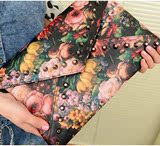 2014欧美时尚走秀新款花卉油画铆钉男女包包玫瑰花朵信封包手拿包