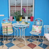 田园 美式乡村 户外阳台 庭院 铁艺 折叠 桌椅套件 茶几 桌子椅子