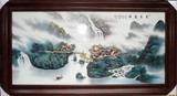 景德镇陶瓷瓷板画 手绘 挂画 山水 屏风 名家 挂屏 左右逢源