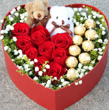 圣诞节平安夜红白玫瑰鲜花巧克力礼盒装上海北京杭州金华全国速递