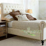 特价美式乡村风格床 法式外贸亚麻布艺软床 新古典高靠背双人床