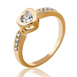锆石水晶饰品玫瑰金排钻戒指 女 韩版 时尚创意潮流可爱心型礼物