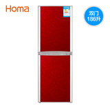 Homa/奥马 BCD-186F冰箱红色双门家用冰箱节能双门冷藏冷冻冰箱