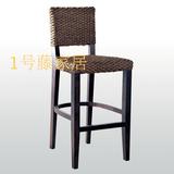 藤家具休闲椅酒店餐厅藤编酒吧椅高脚凳藤椅藤吧台椅吧凳藤吧台