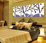 A抽象发财树客厅装饰画三联卧室无框画墙画壁画水晶膜拼画