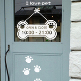 宠物店门贴 可定制营业时间 欢迎光临店铺玻璃装饰可爱脚印墙贴纸