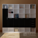书柜带门简约现代书架自由组合置物架黑白烤漆储物柜宜家书房家具
