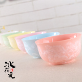 玉冰花瓷可爱个性创意韩式家用米饭碗  彩色陶瓷碗餐具套装 礼盒