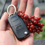 天然红玛瑙钥匙扣 男女士汽车钥匙挂件创意水晶钥匙链情侣钥匙扣