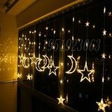 彩灯ktv酒吧创意灯窗帘客厅阳台装饰灯（3米宽LED星星月亮彩灯串