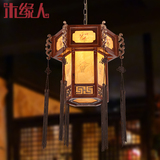 新古典中式实木吊灯仿古灯笼复古过道灯创意个性酒吧台门厅阳台灯