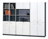 简约现代黑白色文件柜资料柜木制三门书柜办公柜木质书柜储物柜
