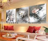 Y灰色系列荷花 壁画挂画墙画客厅卧室餐厅三联水晶膜无框画定做