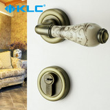 【德国KLC】欧式青古铜室内门锁 仿古卧室房门分体锁具 陶瓷把手