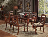 品之印 美式实木餐桌椅 小户型餐台 简约现代长形饭台 做旧饭桌