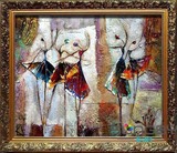 松柏家居 手绘油画 客厅装饰画 抽象有框画 人物壁画 5人芭蕾舞