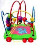 益智玩具 幼得乐卡通大象智力拖车绕珠串珠  木制儿童玩具0123岁