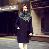 2015新款韩国代购正品女装羊绒中长款休闲宽松大衣 直筒西装大衣