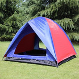 优惠套装双层双门带防风绳三人帐篷+3人防潮垫+2个睡袋+帐篷灯