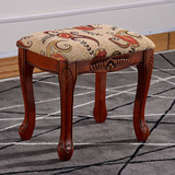 欧式美式梳妆凳 布艺妆凳 实木矮凳子 化妆凳沙发凳床尾凳换鞋凳