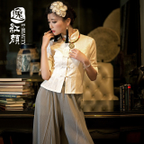 逸红颜 夏思 蕾丝民族风中袖女t恤中国风秋季中式女装上衣打底衫